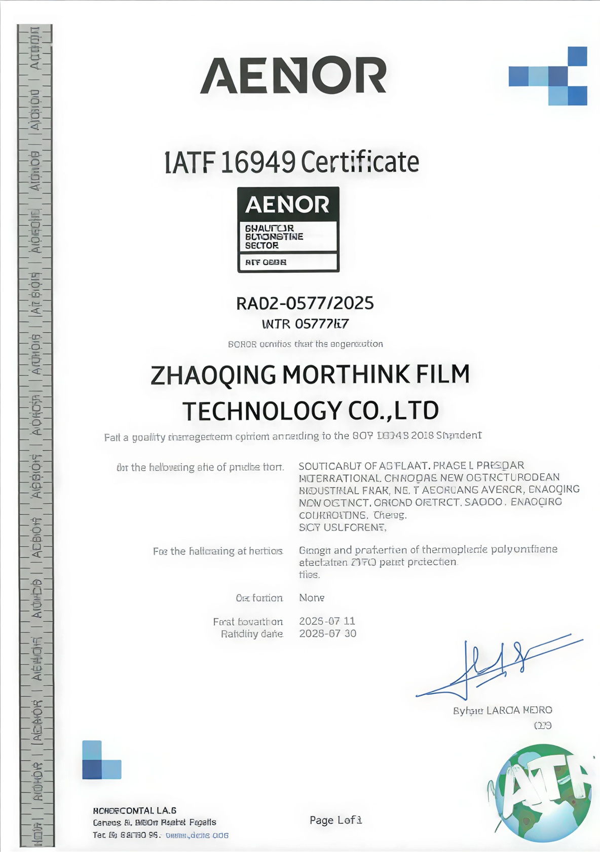 IATF 16949 Certificate
