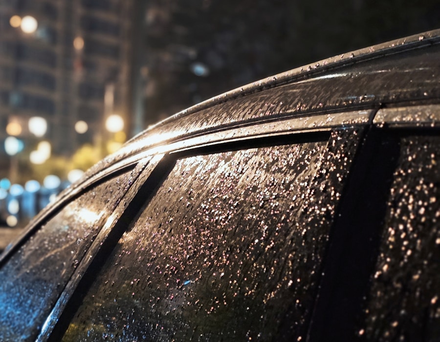 Rainy Car Window Film Application